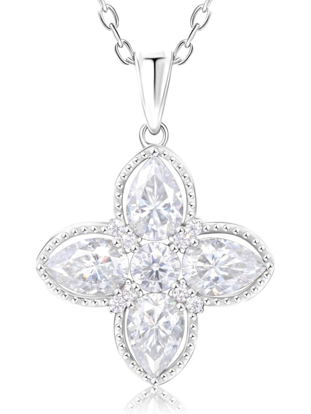 Dainty Four-Leaf Clover Necklace in 925 Sterling Silver & 14K Gold Vermeil